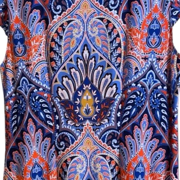 Liz Claiborne Dress Purple Multicolored Paisley Sheath Short Sleeve Travel Work - Picture 4 of 9